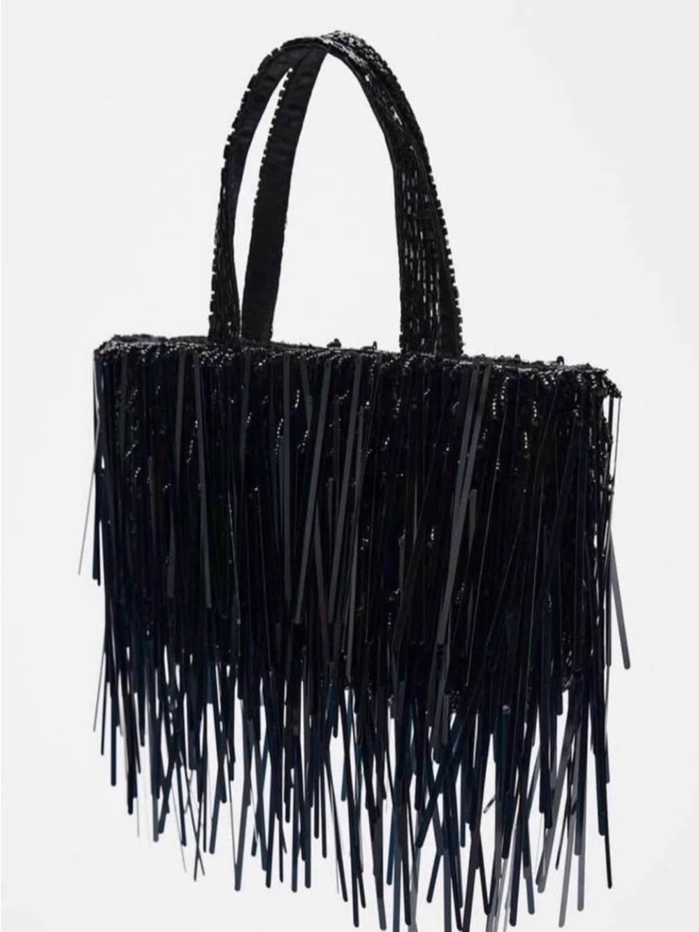 Zara Black Fringe Tote